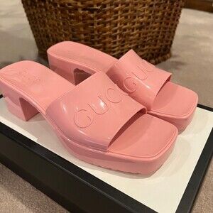 Gucci Women’s Rubber Slide Sandal Pastel Pink Size 7